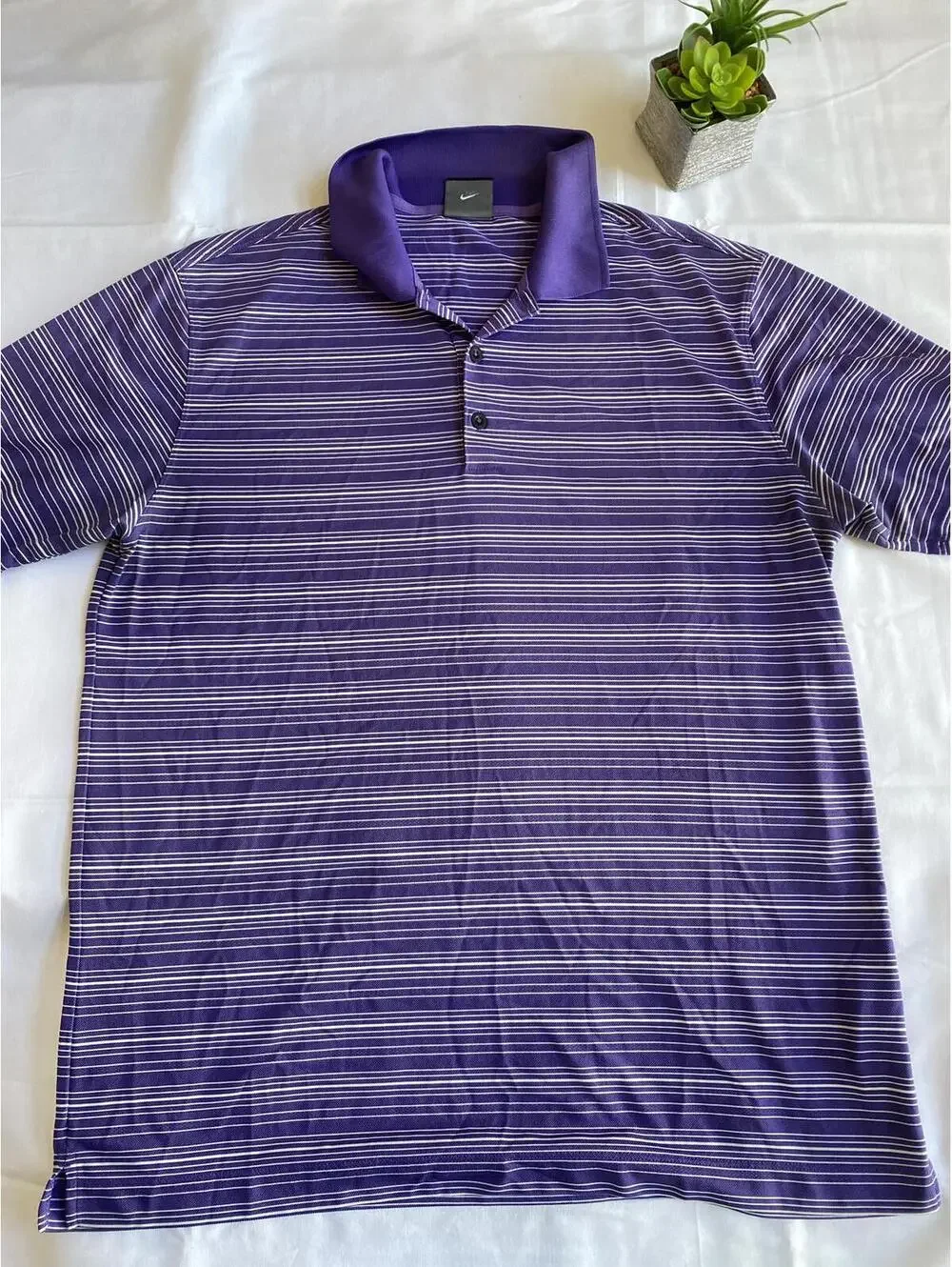 Nike Golf Men’s Purple Striped Polo Shirt Large